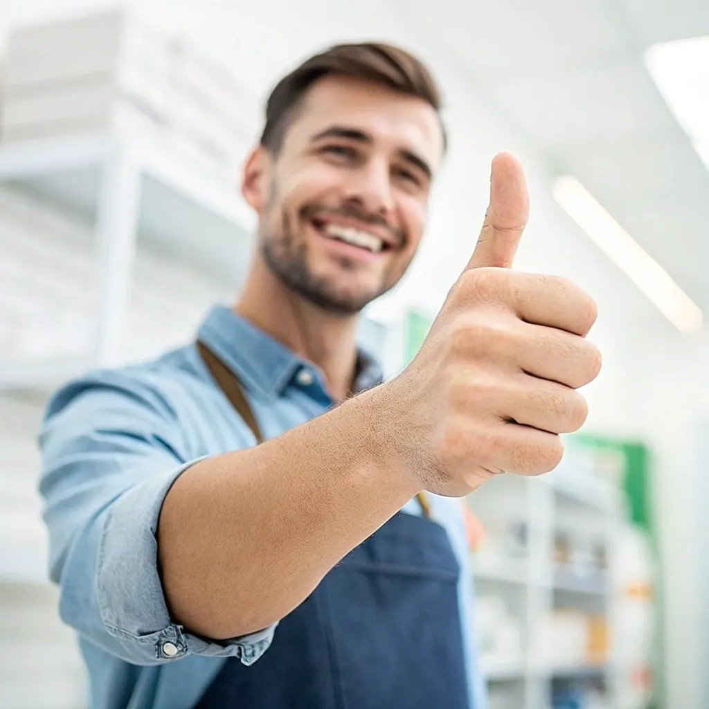 Customer giving thumbs up